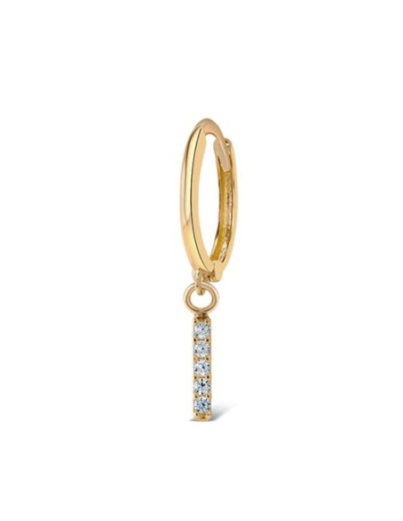 CZ BAR CHARM HUGGIE EARRING