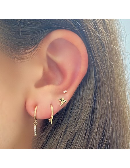 CZ BAR CHARM HUGGIE EARRING