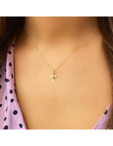 DOUBLE CROSS PENDANT WITH STONES